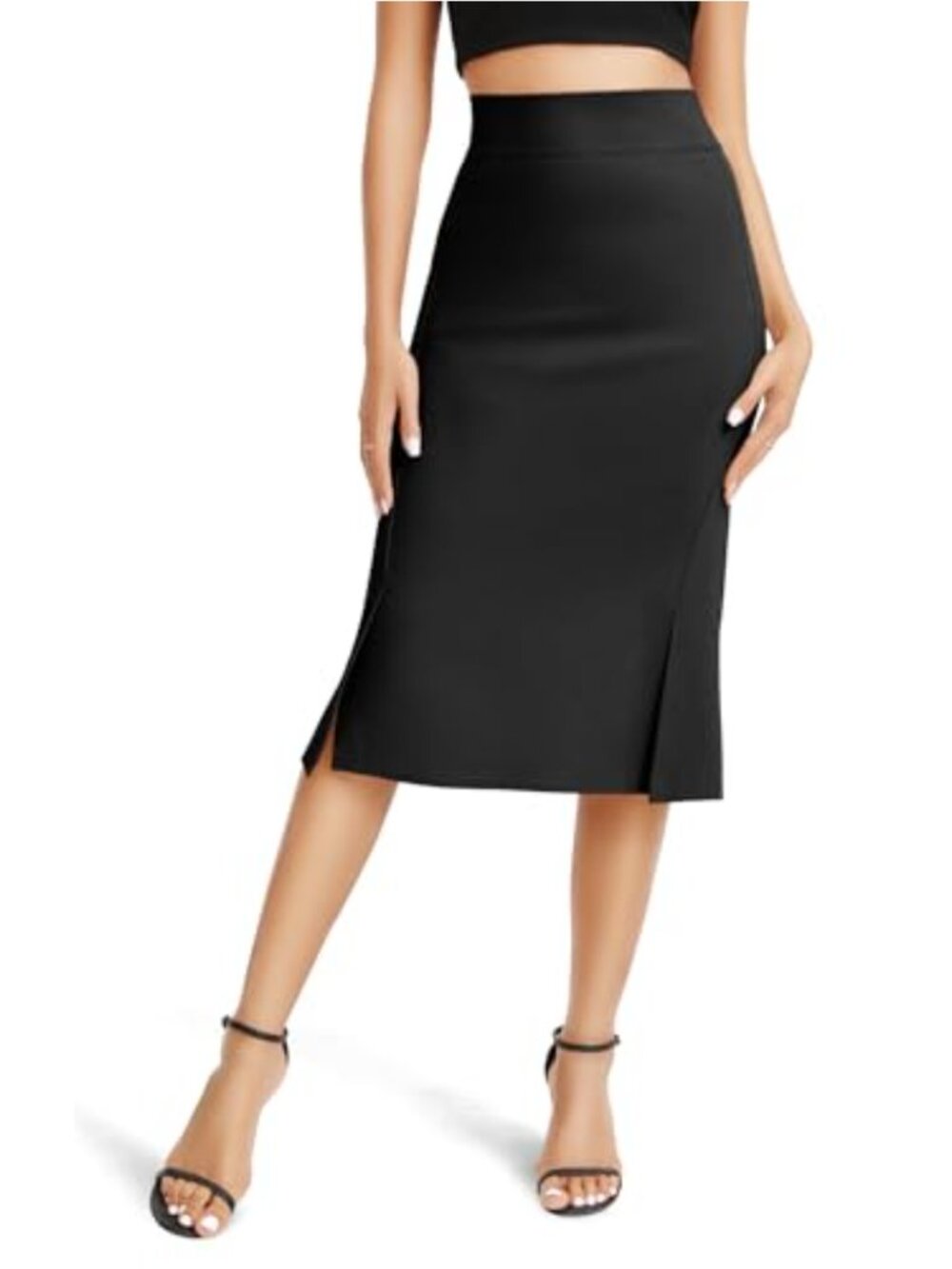 Women's Stretch Fishtail Pencil Skirt High Waist Bodycon Midi with Slit